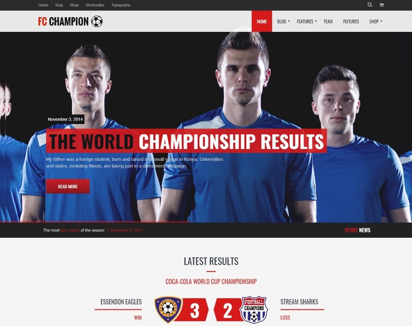 Champion Football and Soccer WordPress Theme