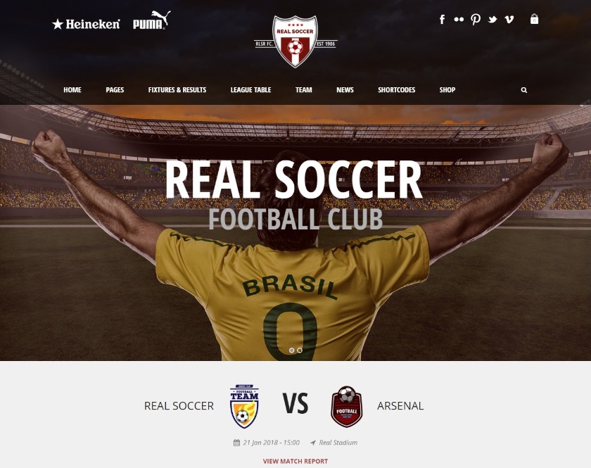 Real Soccer Awesome Soccer Responsive WordPress Theme