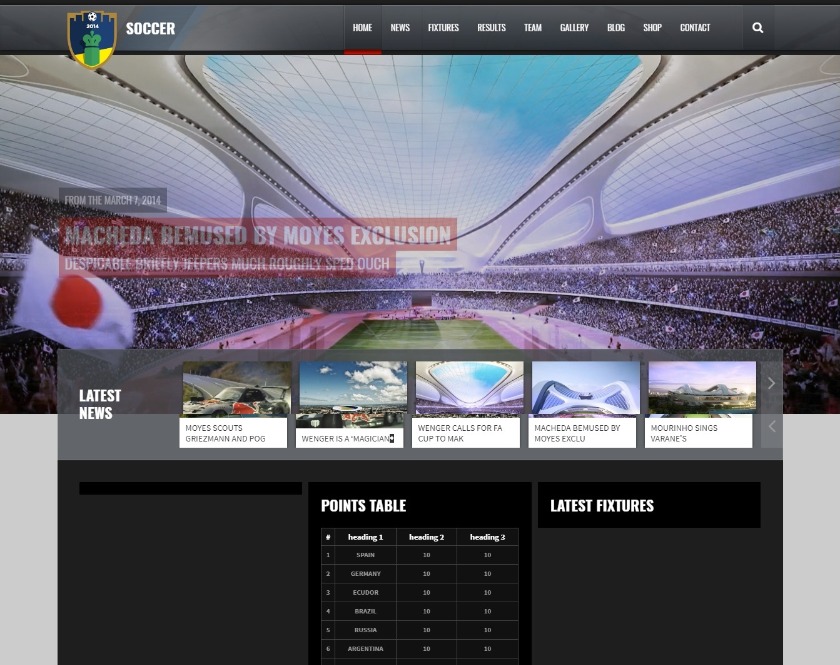 Soccer Club Games and Sports News WordPress Theme