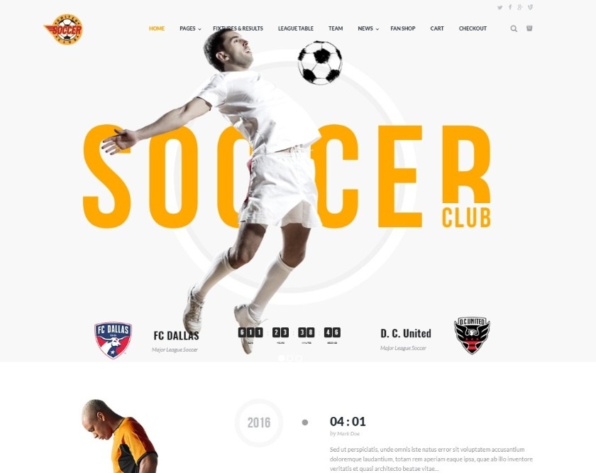 Soccer Club Responsive Soccer Club WordPress Theme