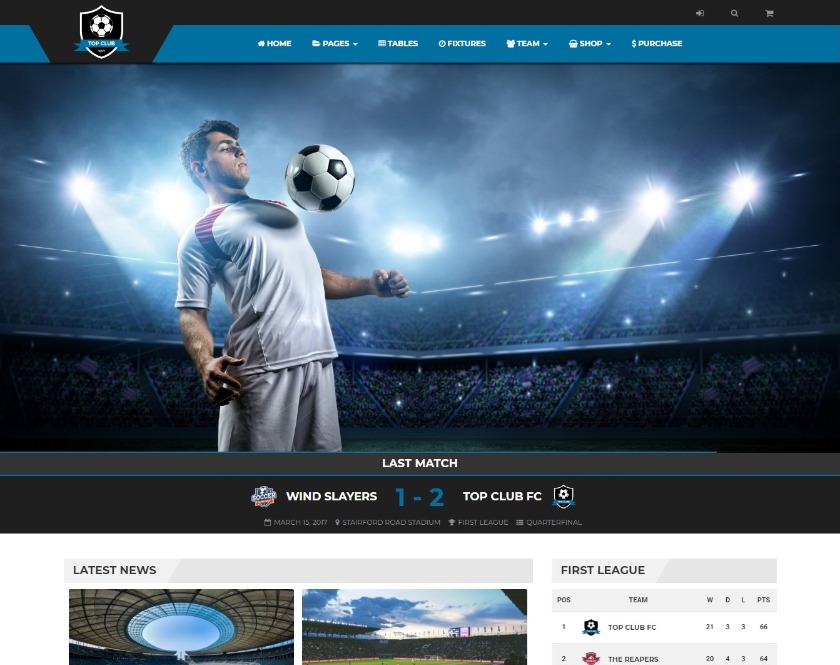 Top Club Soccer Clubs WordPress Theme