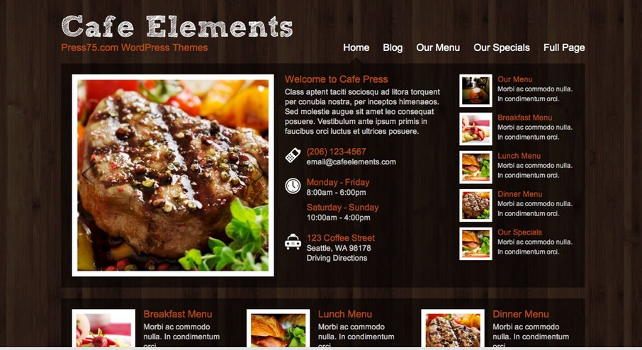 Cafe Elements WordPress Restaurant Theme