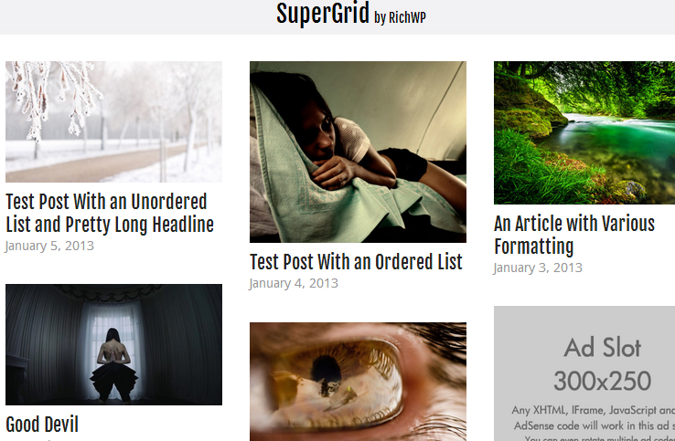 Super Grid – A WordPress Theme