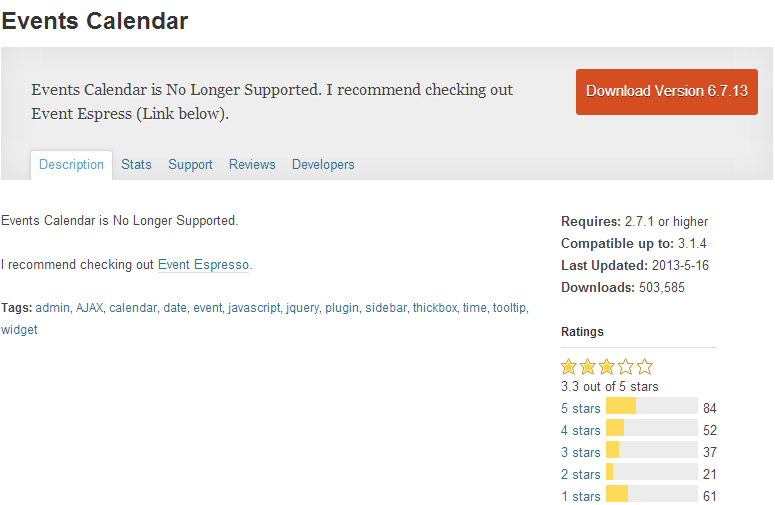 Wordpress Events Calendar Plugin