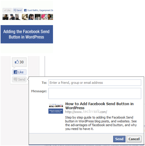 Add Facebook Send Button in WordPress