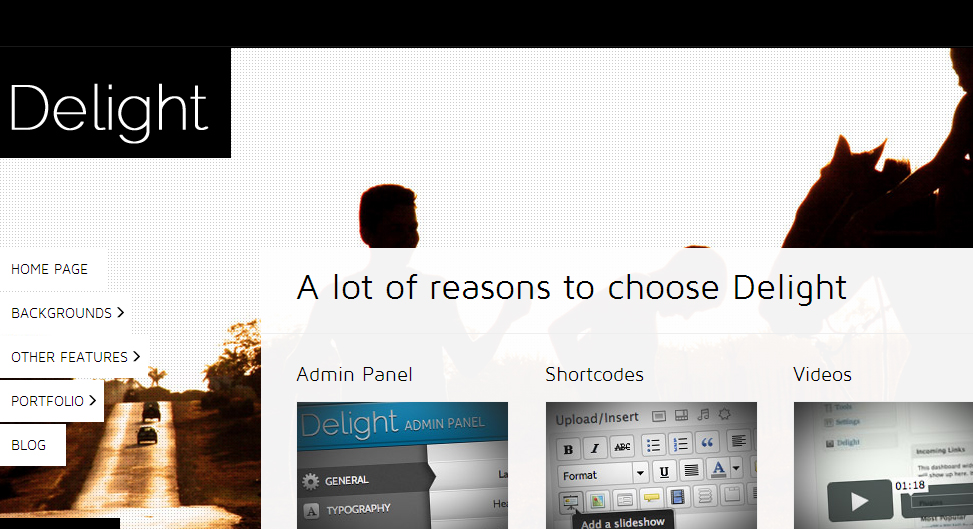 Delight Fullscreen WordPress theme