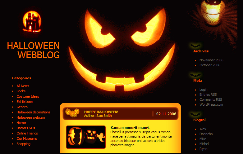 Halloween Webblog Theme