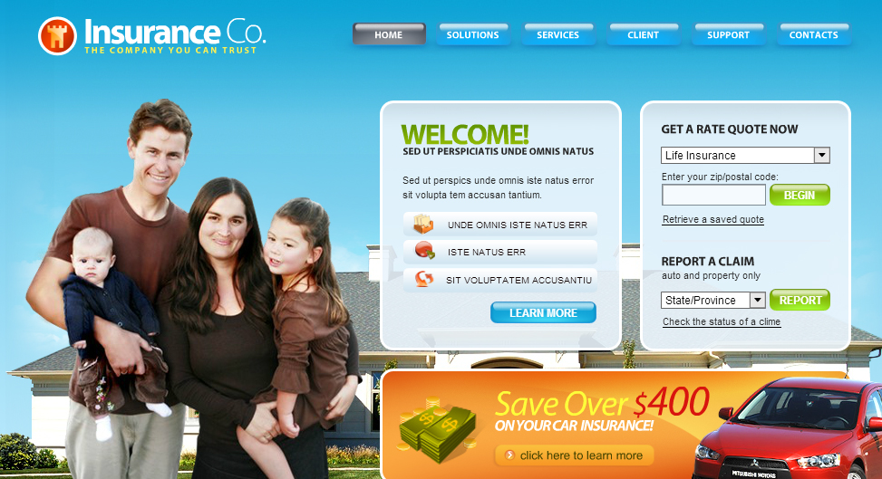 Insurance Company Flash Website theme