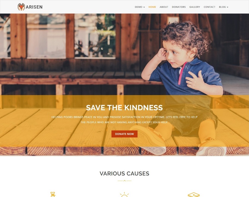 ARISEN Multipurpose Responsive Charity WordPress Theme