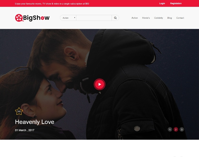 BigShow Responsive WordPress Bootstrap Motion picture Theme