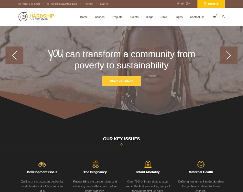 Hardship Charity Donation Responsive Charity Premium WordPress Theme