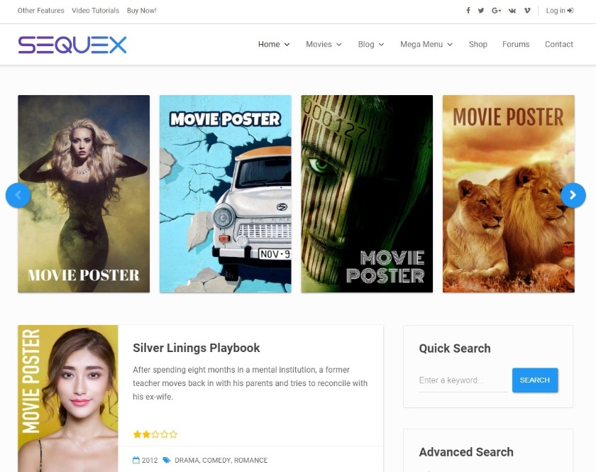 Sequex Capable Motion Picture Database WordPress Theme