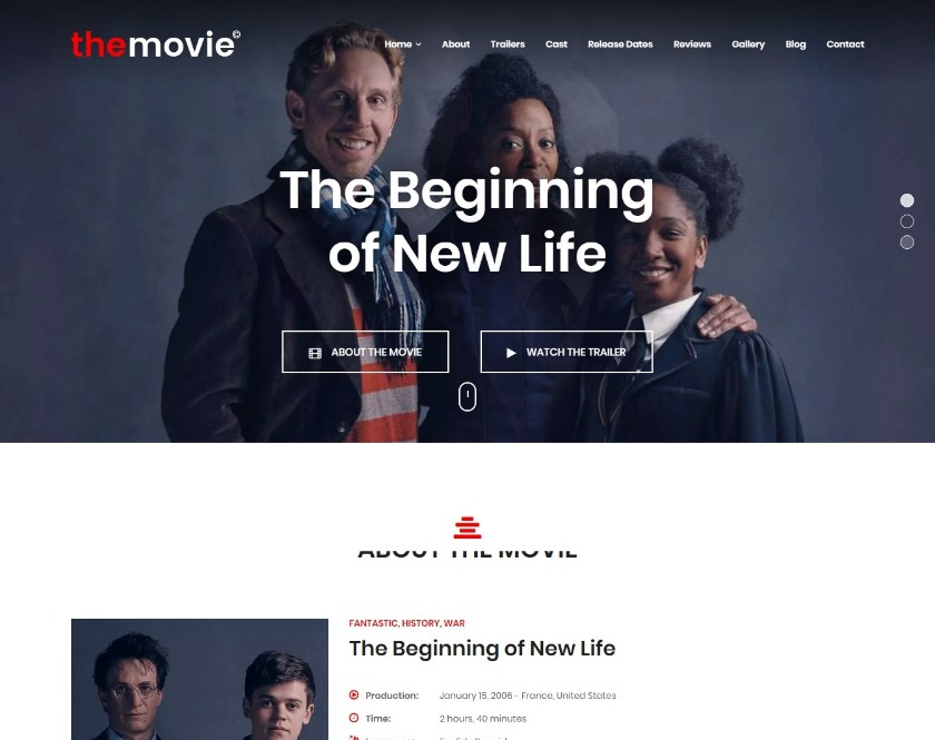 The Movie Silver screen, Film and Series WordPress Theme