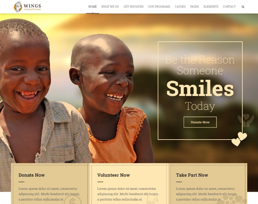 Wings Charity Non-profit and NGOs WordPress Theme