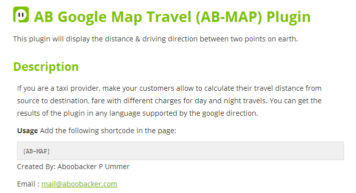 AB Google Map Travel plugin
