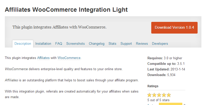 Affiliates WooCommerce Integration Light