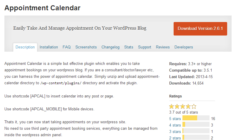 Appointment Calendar plugin
