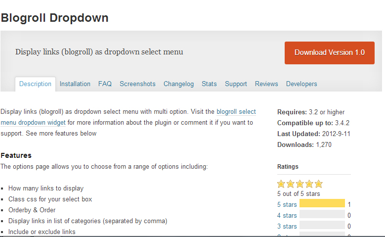 Blogroll Dropdown plugins