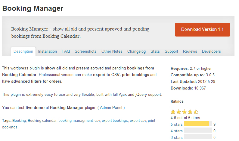 Booking Manager plugin