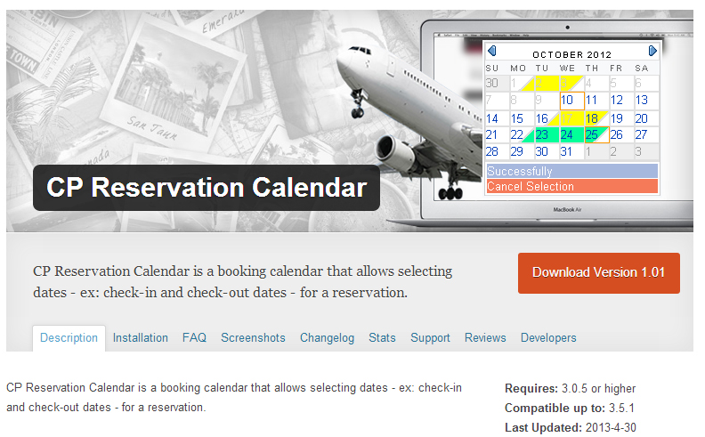CP Reservation Calendar plugin