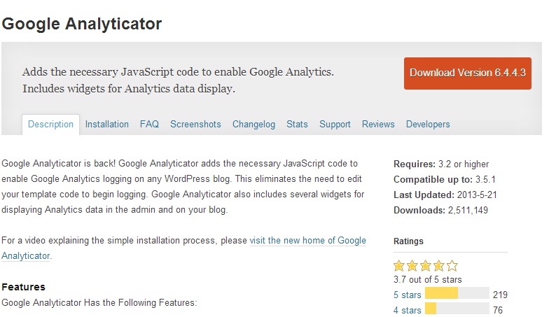 Google Analyticator plugin