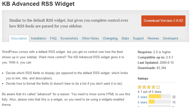 KB Advanced RSS widget plugin