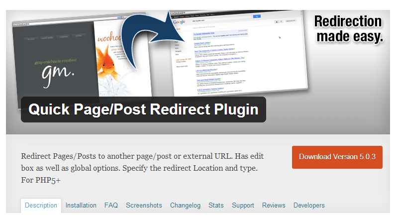 Quick Page Post Redirect plugin