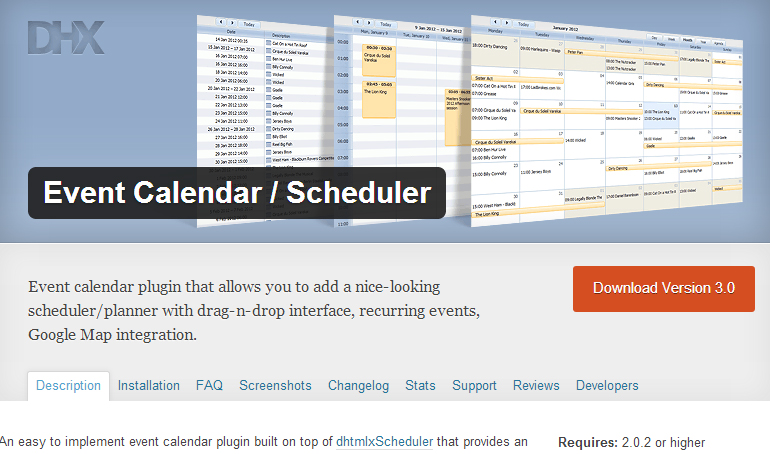 Scheduler Event Calendar plugin