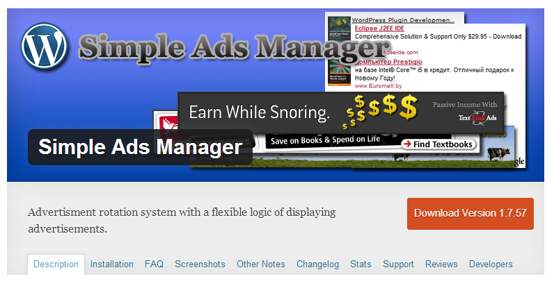 Simple Ads Manager plugin