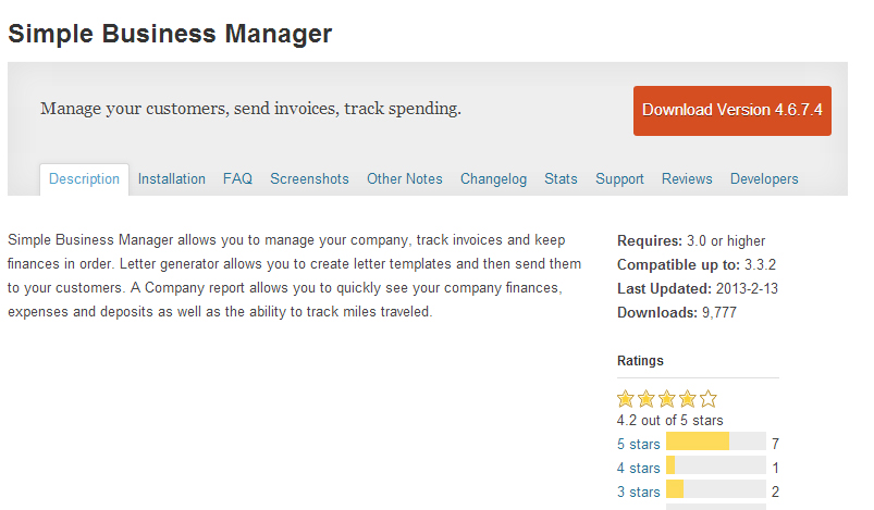 Simple Business Manager plugin