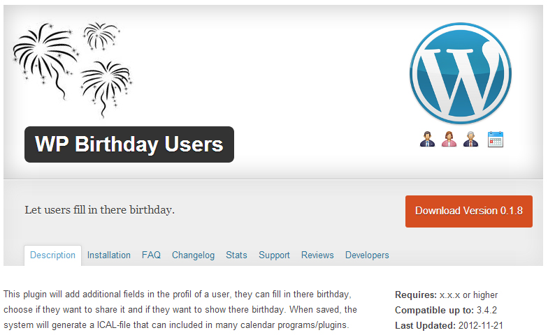 WP Birthday Users plugin