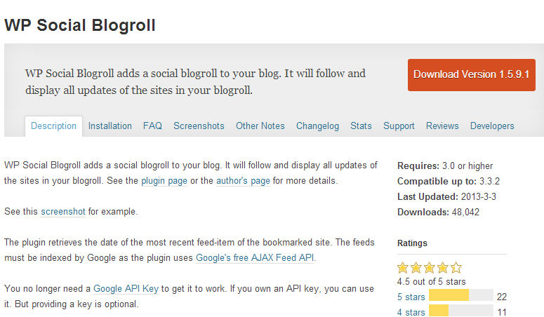 WP Social Blogroll plugin