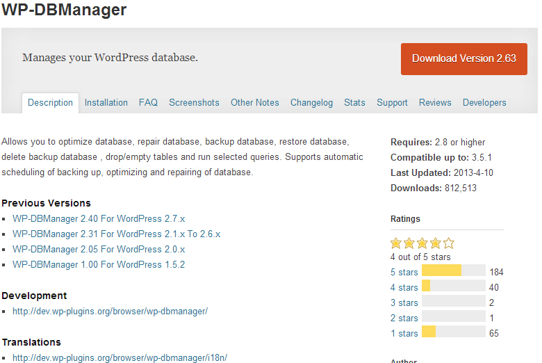 Wordpress Database Manager