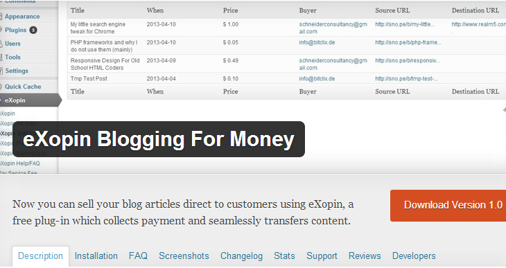 eXopin Blogging for Money -