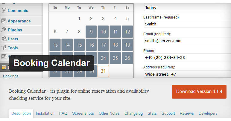 Booking Calendar wp plugin