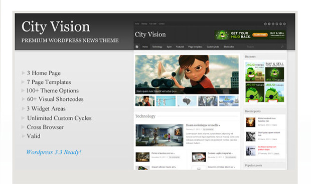 City Vision -Personal Blog WordPress Template