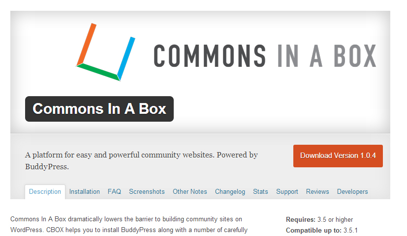 Commons in a Box wordpress plugin