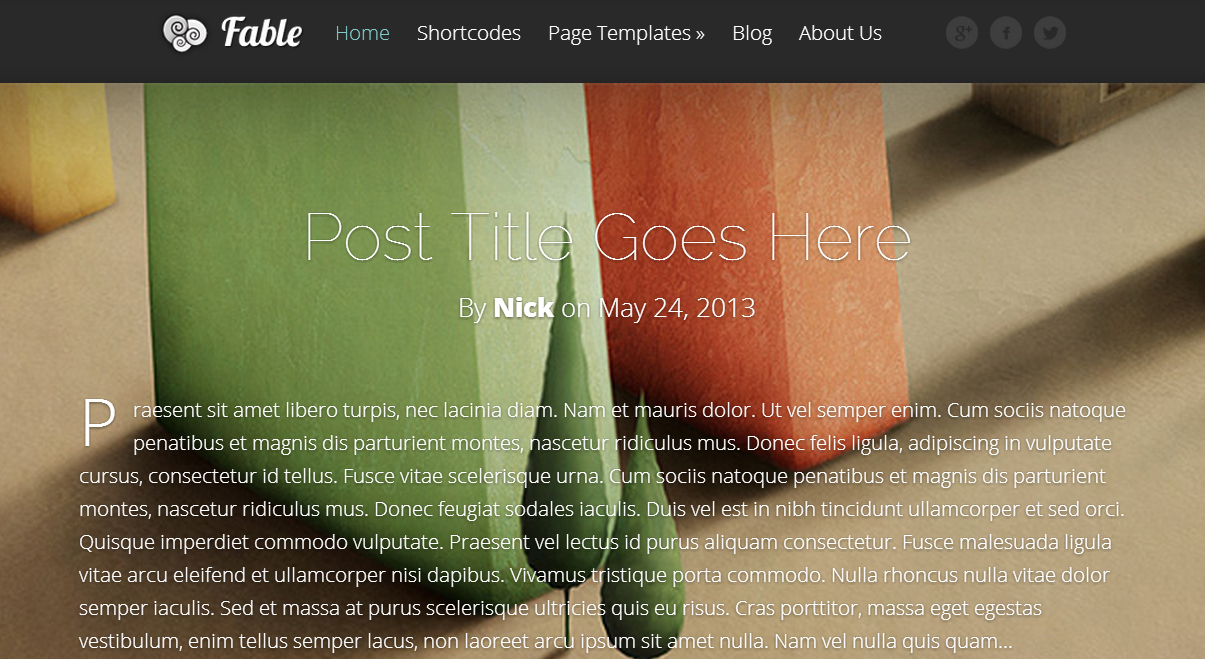 Fable - Blogging Software WP Theme