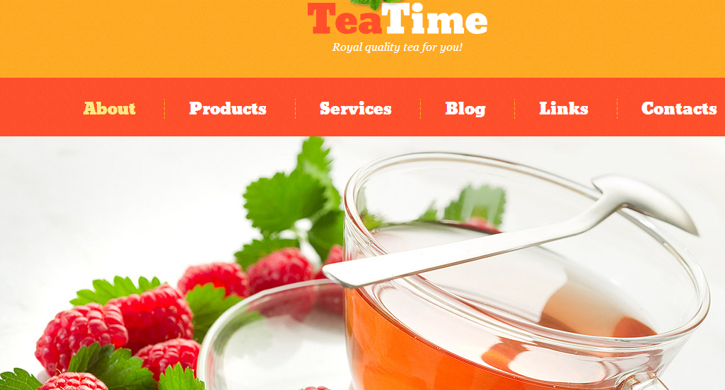 Orange & White Tea Shop WordPress Theme