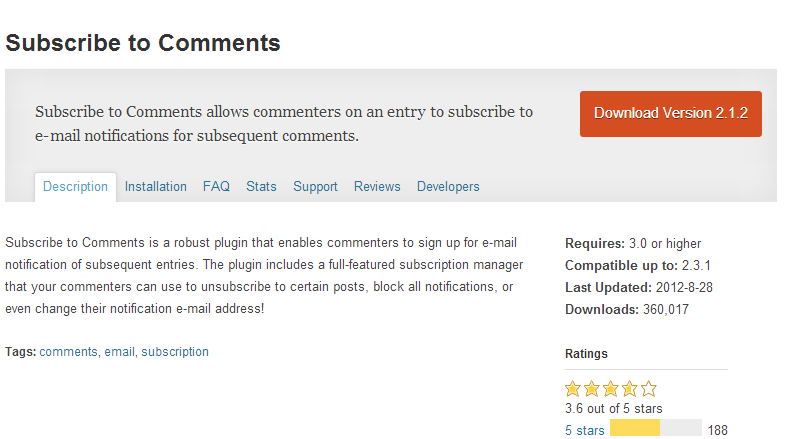 Subscribe to Comments wp Plugin