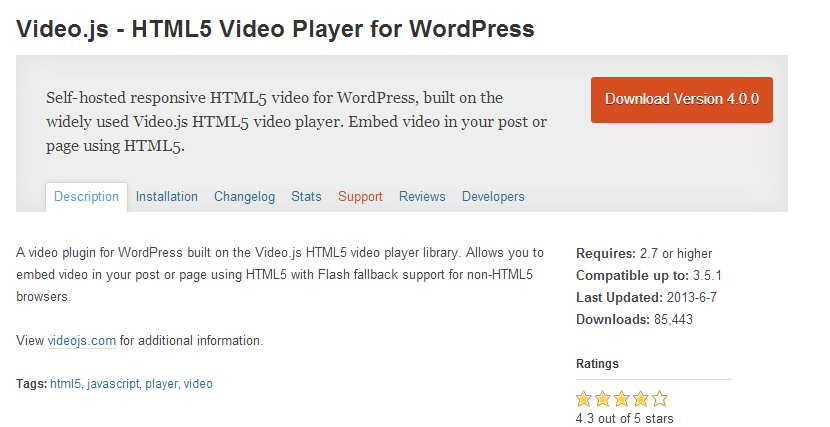 Video JS HTML5 player