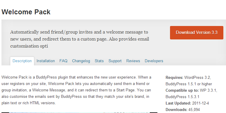 Welcome Pack wordpress plugin