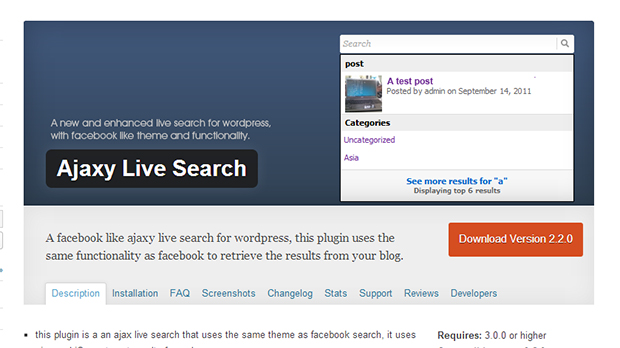 Ajaxy Live Search WordPress Plugin