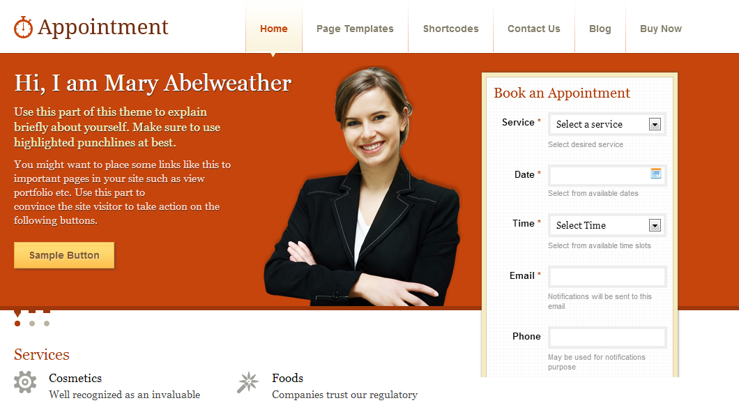 Appointments WordPress Template