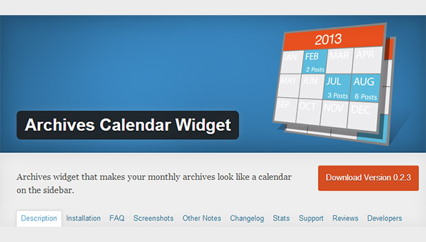 Archives Calendar Widget