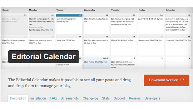 Editorial Calendar WordPress plugin