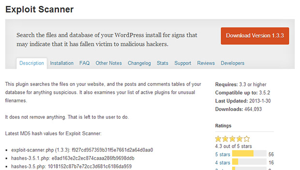 Exploit Scanner WordPress Plugin