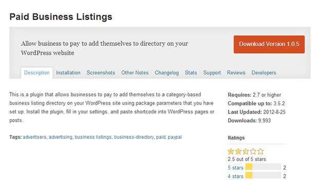 Paid Business Listings WordPress PLugin