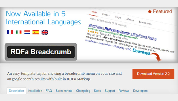 RDFa Breadcrumb WordPress plugin