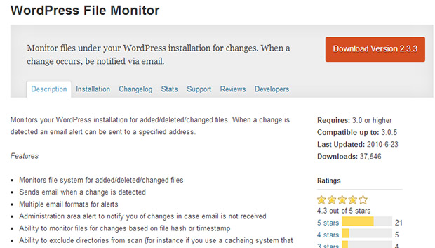 Wordpress File Monitor